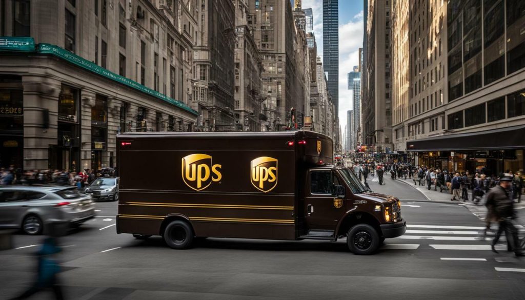 UPS truck delivering packages
