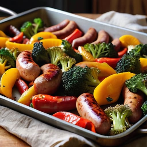 Roasted Sheet Pan Sausage and Veggies.