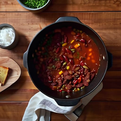 Pot of The "Dump and Simmer" Chili.