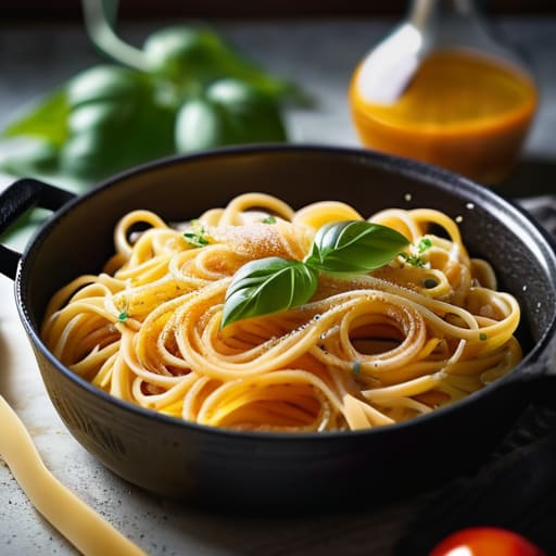 One-Pot Creamy Pesto Pasta in a pot.